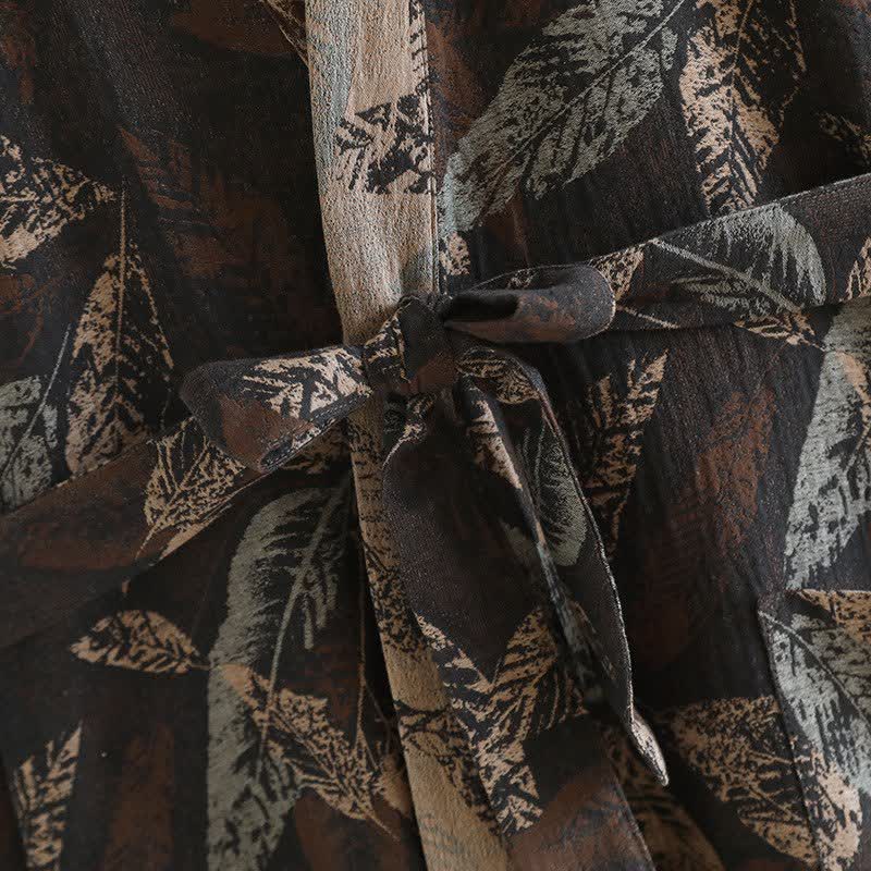 Bademantel aus Baumwoll-Jacquard mit Blattmotiv im Kimono-Stil - image 7