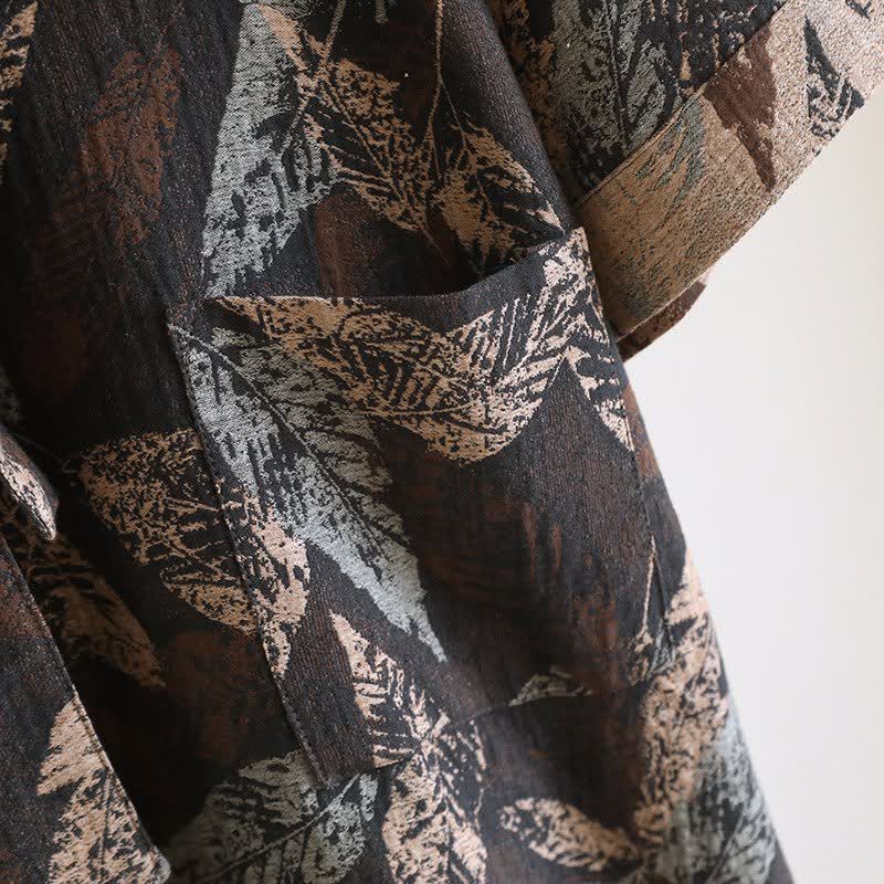 Bademantel aus Baumwoll-Jacquard mit Blattmotiv im Kimono-Stil - image 8