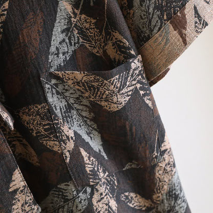 Bademantel aus Baumwoll-Jacquard mit Blattmotiv im Kimono-Stil - image 8