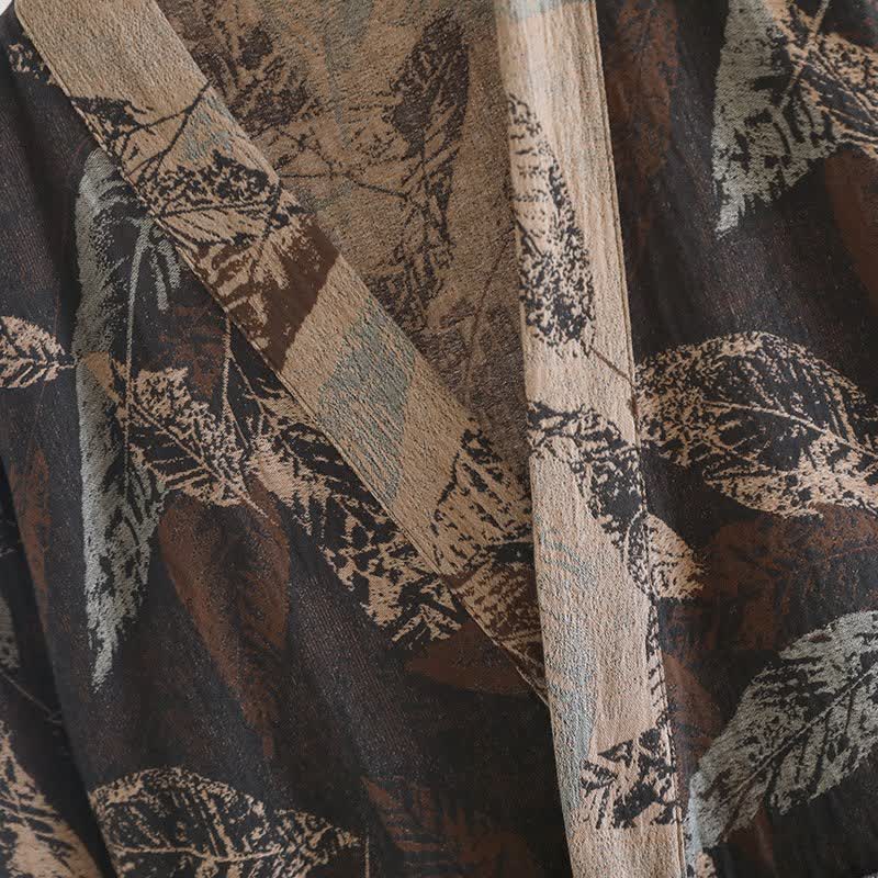 Bademantel aus Baumwoll-Jacquard mit Blattmotiv im Kimono-Stil - image 5