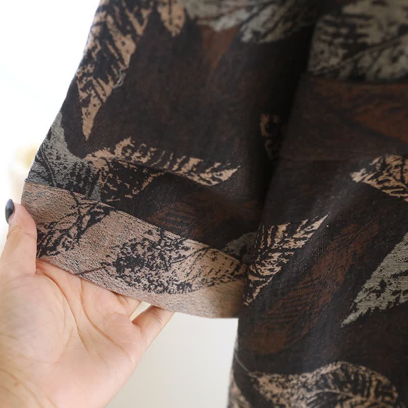 Bademantel aus Baumwoll-Jacquard mit Blattmotiv im Kimono-Stil - image 6