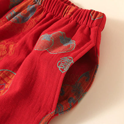 Auspicious Gourd Persimmon Loungewear-Set aus Baumwolle - image 3