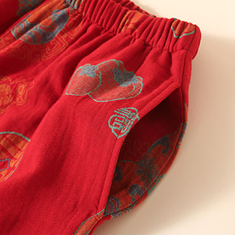 Auspicious Gourd Persimmon Loungewear-Set aus Baumwolle - image 3
