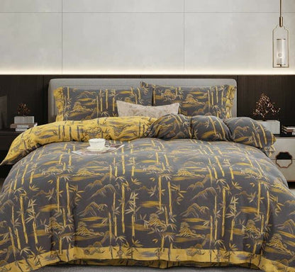 Wende-Bettwäscheset aus Baumwollgaze mit Bambuspflanzen (4-teilig) - Grau - 220 cm x 240 cm - image 14