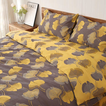 Wende-Bettwäscheset aus Baumwolle mit Ginkgoblättern (4-teilig) - Grau - Bettwäsche-Set - 200cm x 230cm - image 1