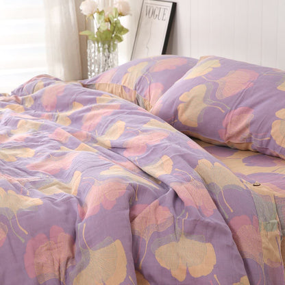 Wende-Bettwäscheset aus Baumwolle mit Ginkgoblättern (4-teilig) - Hellviolett - Bettwäsche-Set - 200cm x 230cm - image 0