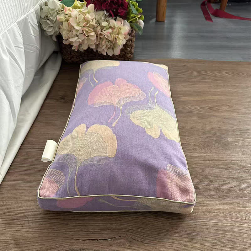 Kissenbezug aus Baumwollgaze mit Ginkgoblättern - 1 Stück Buchweizenkissen - Hellviolett - 33 cm x 60 cm - image 2