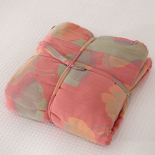 Bettdecke aus natürlicher Ginkgoblatt-Baumwolle - Rosa - 2 Kissenbezüge - 48cm x 74cm - image 0