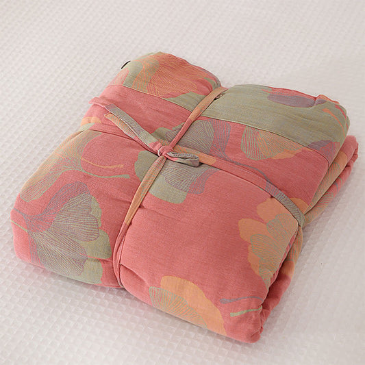 Bettdecke aus natürlicher Ginkgoblatt-Baumwolle - Rosa - 2 Kissenbezüge - 48cm x 74cm - image 0