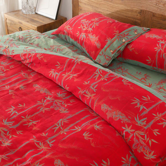 Wendebettwäsche aus Bambus-Baumwollgaze - Rot - Bettwäsche-Set - 200cm x 230cm - image 0