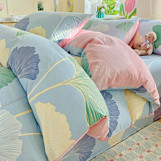 Frische Ginkgoblatt-Bettwäsche aus reiner Baumwolle - Bettwäsche-Set - 220cm x 240cm - image 0