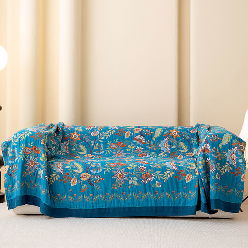 Elegante Wendedecke aus Baumwollgaze mit Blumenmuster - image 3