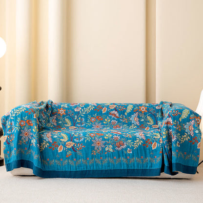 Elegante Wendedecke aus Baumwollgaze mit Blumenmuster - image 3
