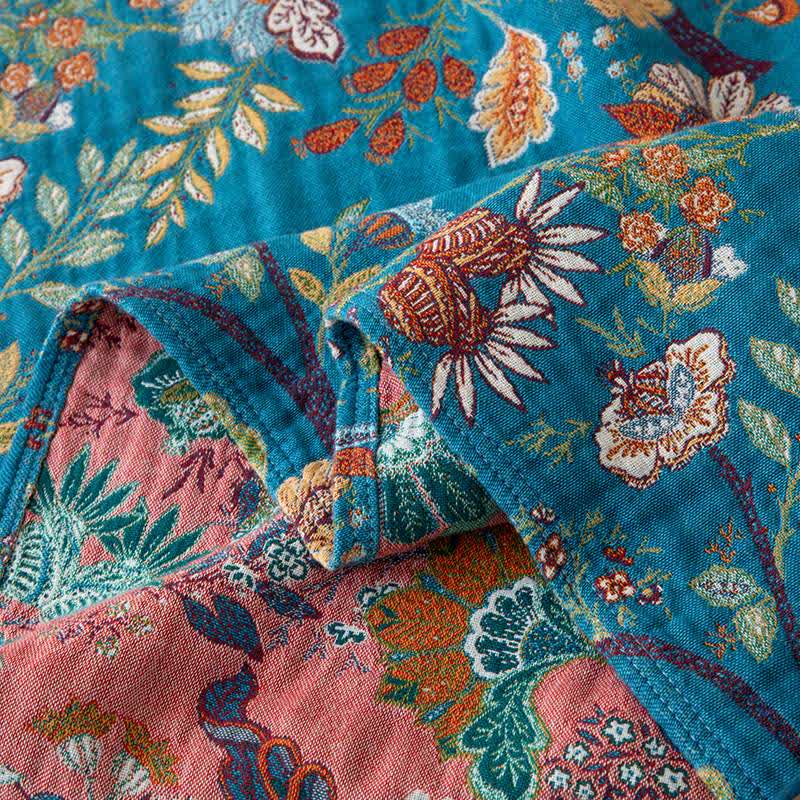Elegante Wendedecke aus Baumwollgaze mit Blumenmuster - image 6