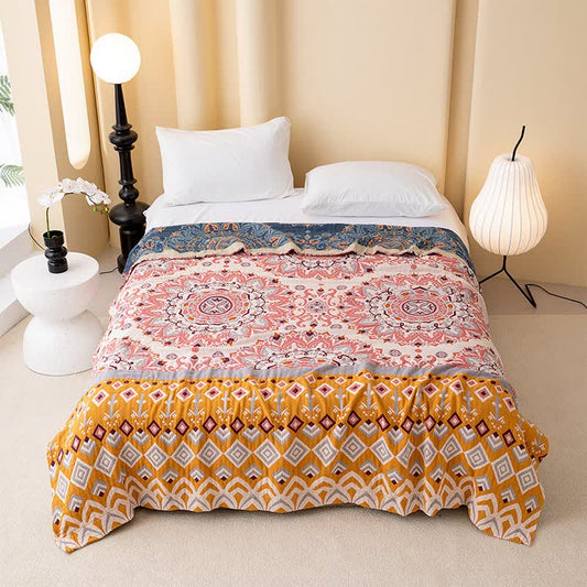 Baumwollsteppdecke mit geometrischem Retro-Ethno-Muster - 200cm x 230cm - image 0