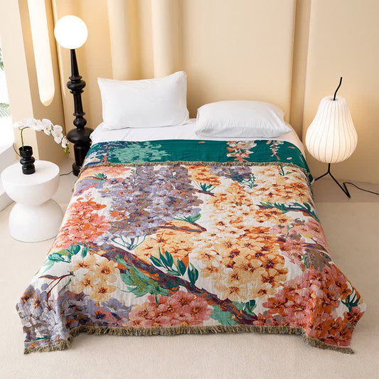 Wendesteppdecke aus Baumwollgaze mit verträumten Blumen - 230cm x 250cm - image 0