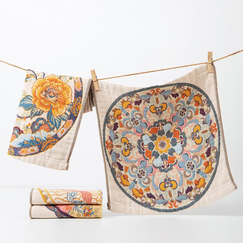 Saugfähiges Küchentuch aus Baumwolle im Vintage-Stil mit Blumenmuster - image 2
