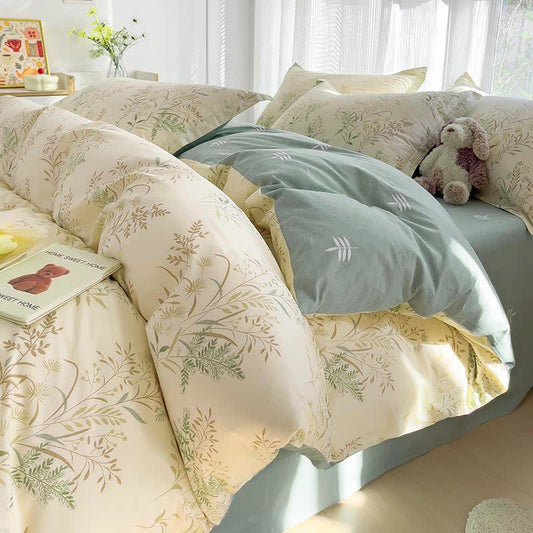 Baumwoll-Bettwäscheset mit botanischem Blattdruck - Bettwäsche-Set - 220cm x 240cm - image 0