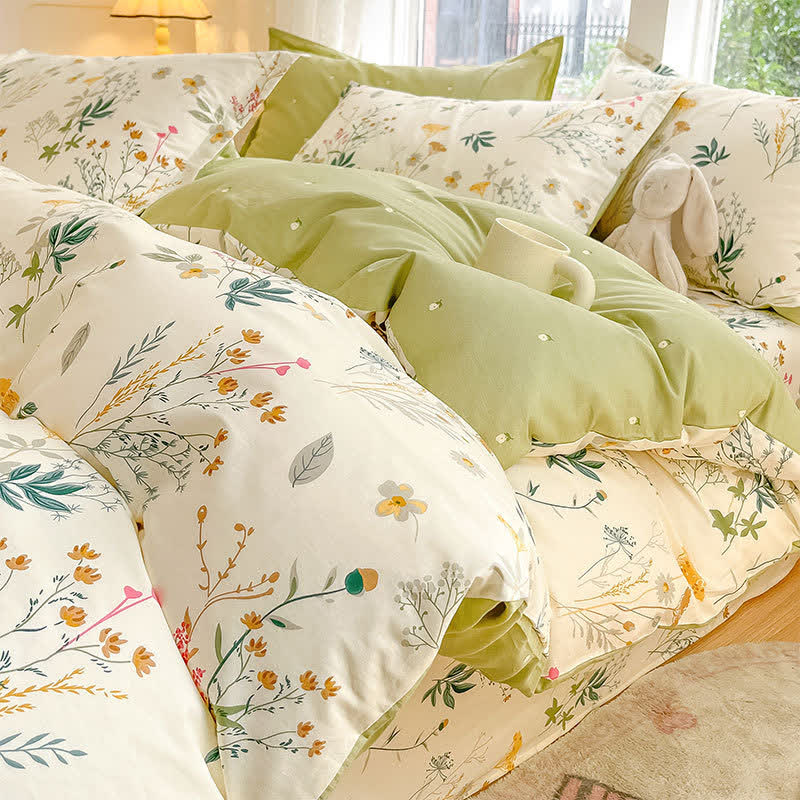 Bettwäscheset aus Baumwolle mit zartem Blättermuster - Bettwäsche-Set - 220cm x 240cm - image 0