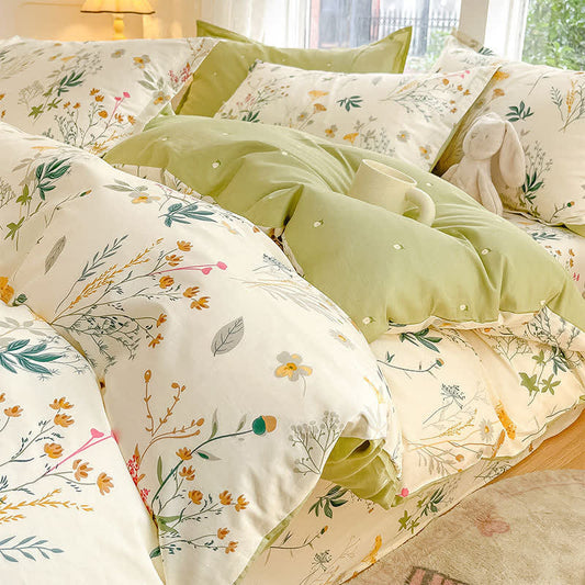 Bettwäscheset aus Baumwolle mit zartem Blättermuster - Bettwäsche-Set - 220cm x 240cm - image 0