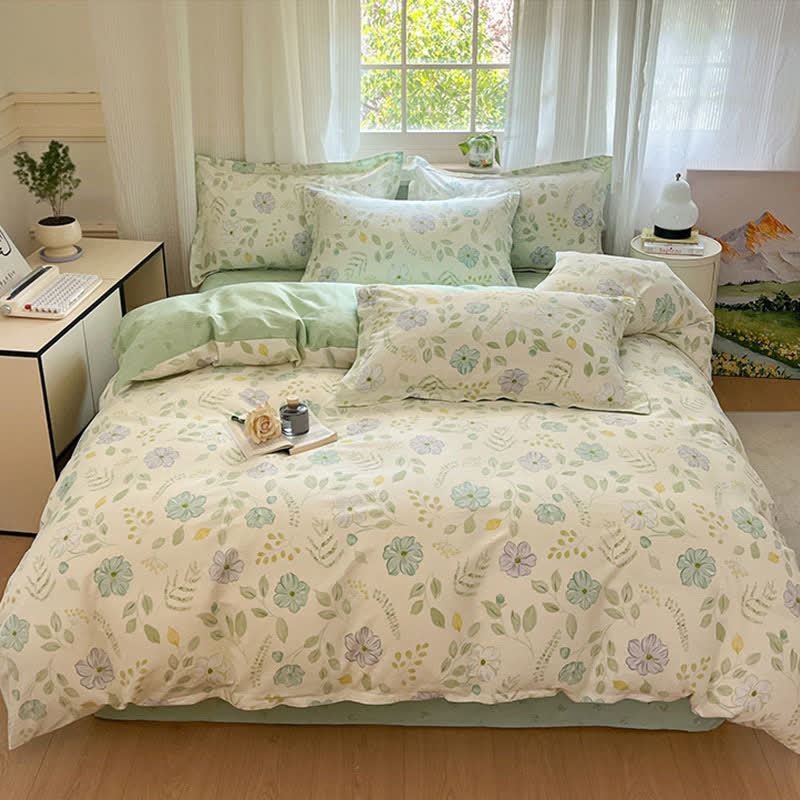 Bettwäscheset aus Baumwolle mit frischem botanischem Blumenmuster - image 1