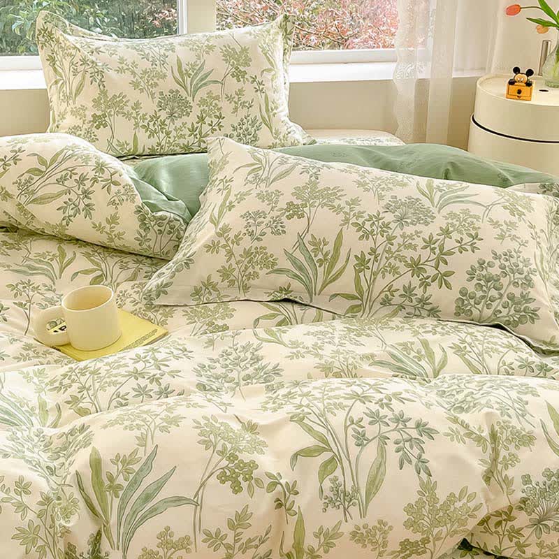 Bettwäscheset aus Bio-Baumwolle mit botanischen Blättern (4-teilig) - image 4