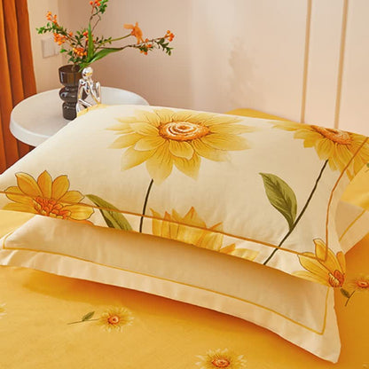 Wende-Bettwäscheset aus gebürsteter Baumwolle mit Sonnenblumenmotiv (4-teilig) - image 6