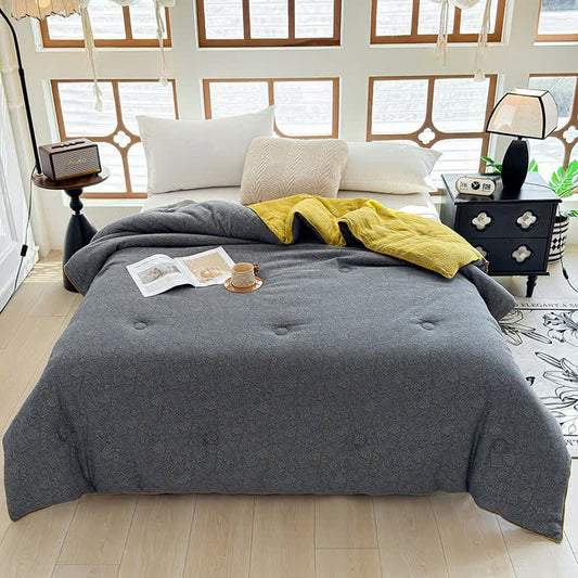 Steppdecke aus Baumwollgaze mit dezentem Muster - Winterquilt - 220cm x 240cm - image 0
