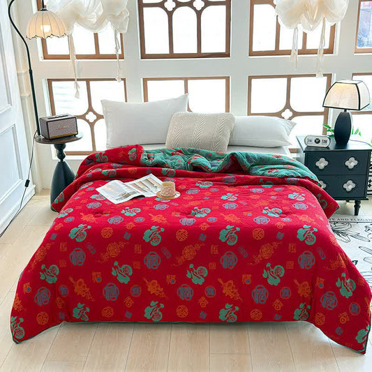 Retro-Steppdecke aus Baumwollgaze im orientalischen Stil - Winterquilt - 220cm x 240cm - image 0