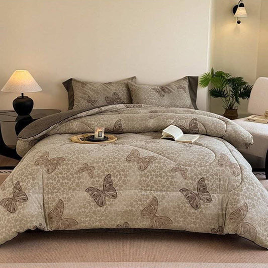 Bezaubernde Wendedecke mit Schmetterlingsblütenmotiv - Winterquilt - 220cm x 240cm - image 0