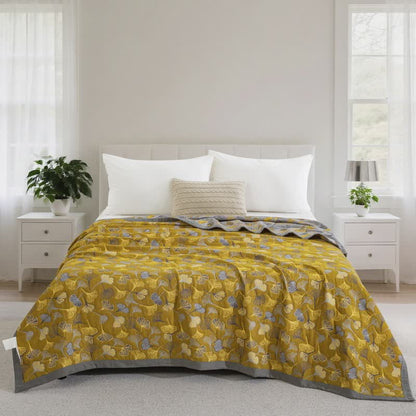 Steppdecke aus Bio-Baumwolle mit Ginkgo Biloba - Gelb - Decke - 244cm x 264cm - image 54