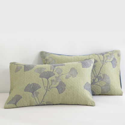 Ginkgo-inspirierte Wendedecke aus natürlicher Baumwolle - Grün - 2 Kissenbezüge - 51cm x 91cm - image 18