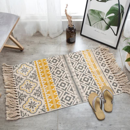 Bodenmatte aus Baumwollleinen mit Quaste im Böhmen-Stil - Gelb - 60cm x 180cm - image 5