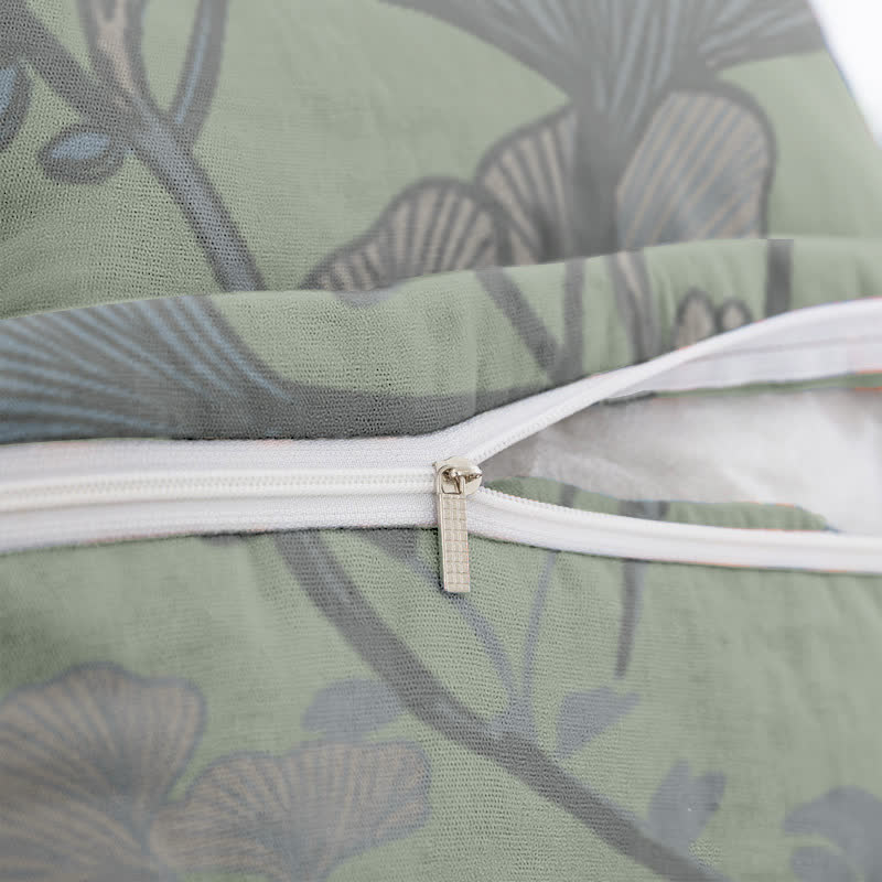 Quadratische Kissenbezüge aus Baumwoll-Jacquard mit Ginkgoblättern (2 Stück) - image 3