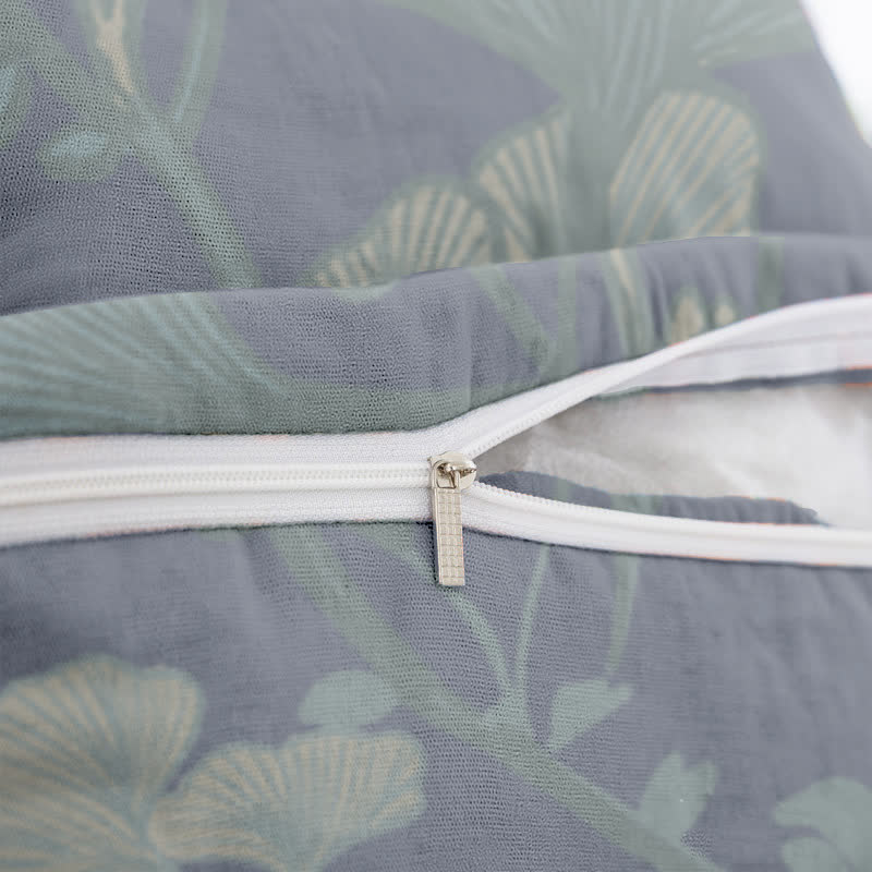 Quadratische Kissenbezüge aus Baumwoll-Jacquard mit Ginkgoblättern (2 Stück) - image 7