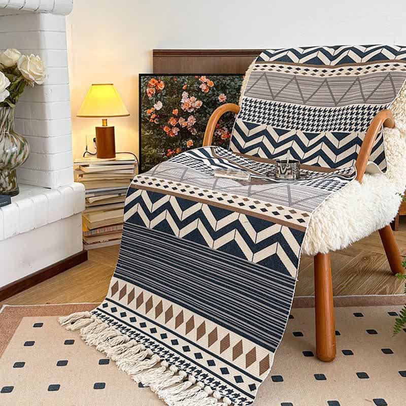 Funktionelle Matte aus Baumwollleinen mit geometrischer Quaste - image 3