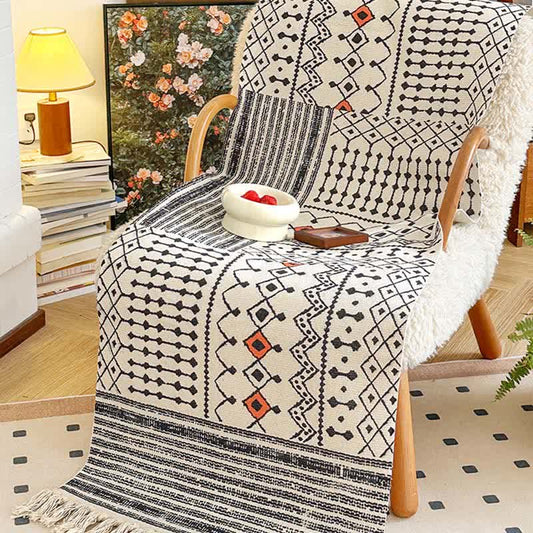 Nordische geometrische Funktionsmatte aus Baumwollleinen - 60cm x 180cm - image 0