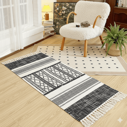 Geometrische Quaste Baumwollleinenmatte - image 1