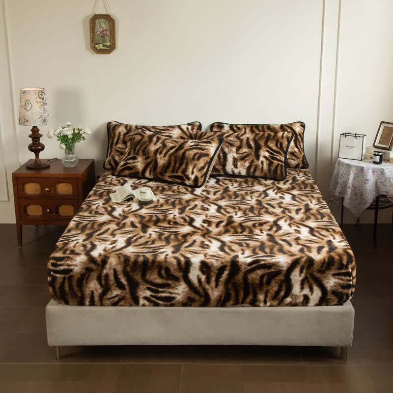 Plüsch-Spannbettlaken mit Tigerstreifen - Spannbettlaken - 200cm x 220cm - image 2