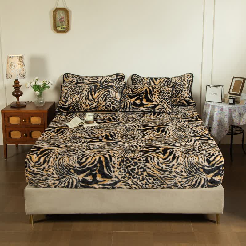 Plüsch-Spannbettlaken mit Leopardenmuster - Spannbettlaken - 200cm x 220cm - image 2