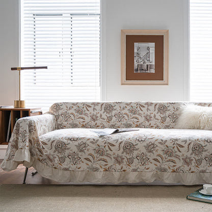 Sofadecke mit Rüschen und Vintage-Blumenmuster - 180cm x 340cm - image 0