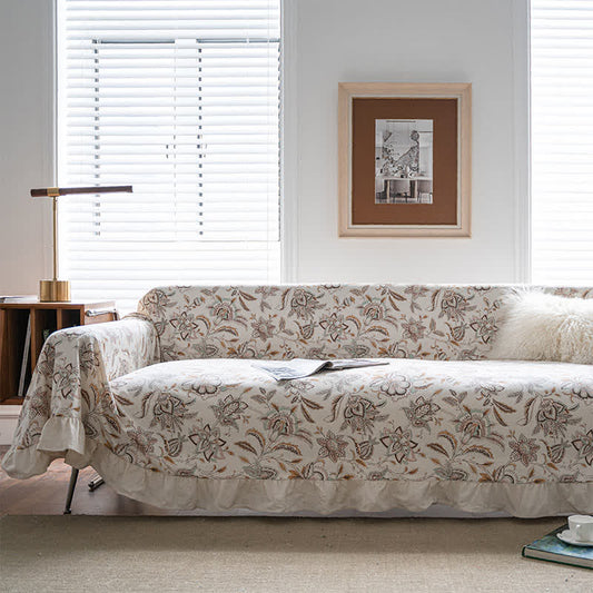 Sofadecke mit Rüschen und Vintage-Blumenmuster - 180cm x 340cm - image 0