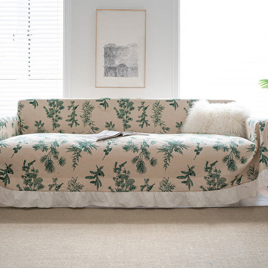 Sofadecke mit Rüschen aus grünem Kiefernholz - 180cm x 340cm - image 0