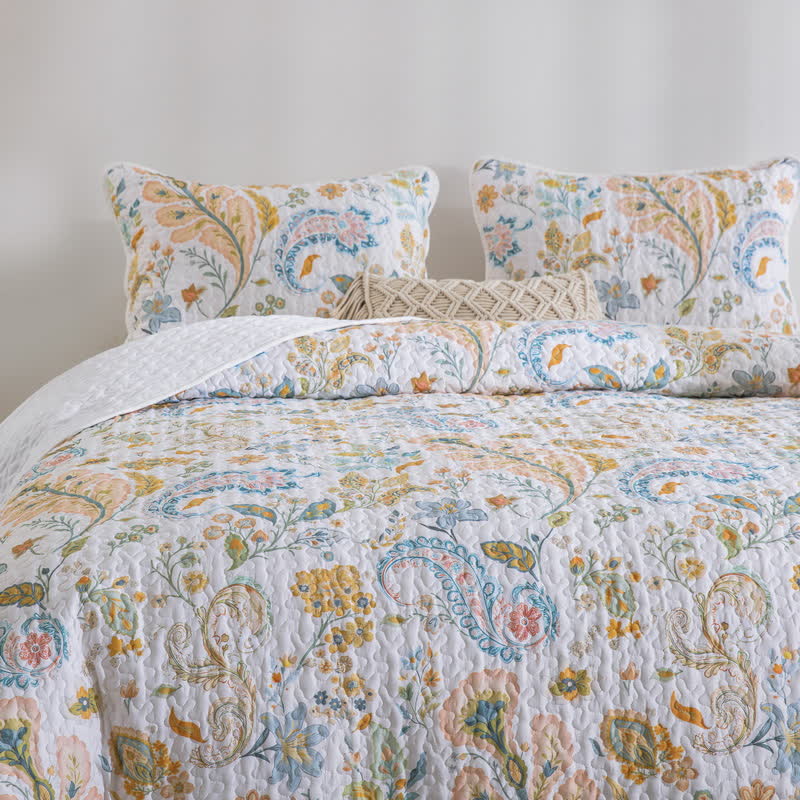 Gestepptes Bettwäscheset aus Baumwolle mit Blumenmuster und Paisleymuster (3-teilig) - image 2