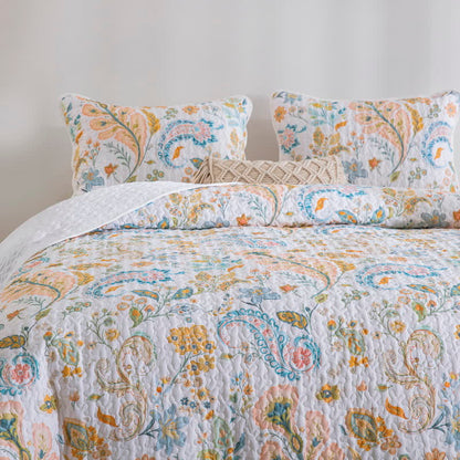Gestepptes Bettwäscheset aus Baumwolle mit Blumenmuster und Paisleymuster (3-teilig) - image 2