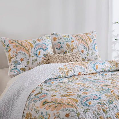 Gestepptes Bettwäscheset aus Baumwolle mit Blumenmuster und Paisleymuster (3-teilig) - image 4