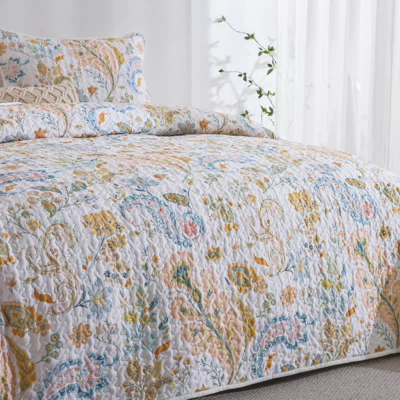 Gestepptes Bettwäscheset aus Baumwolle mit Blumenmuster und Paisleymuster (3-teilig) - image 3