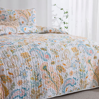 Gestepptes Bettwäscheset aus Baumwolle mit Blumenmuster und Paisleymuster (3-teilig) - image 3