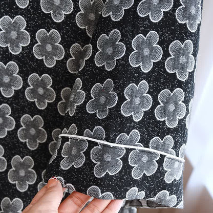 Schwarze Nachtwäsche aus Jacquard-Baumwolle mit Blumenmuster - image 5
