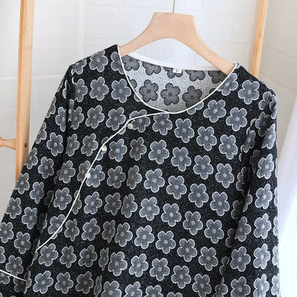 Schwarze Nachtwäsche aus Jacquard-Baumwolle mit Blumenmuster - image 15